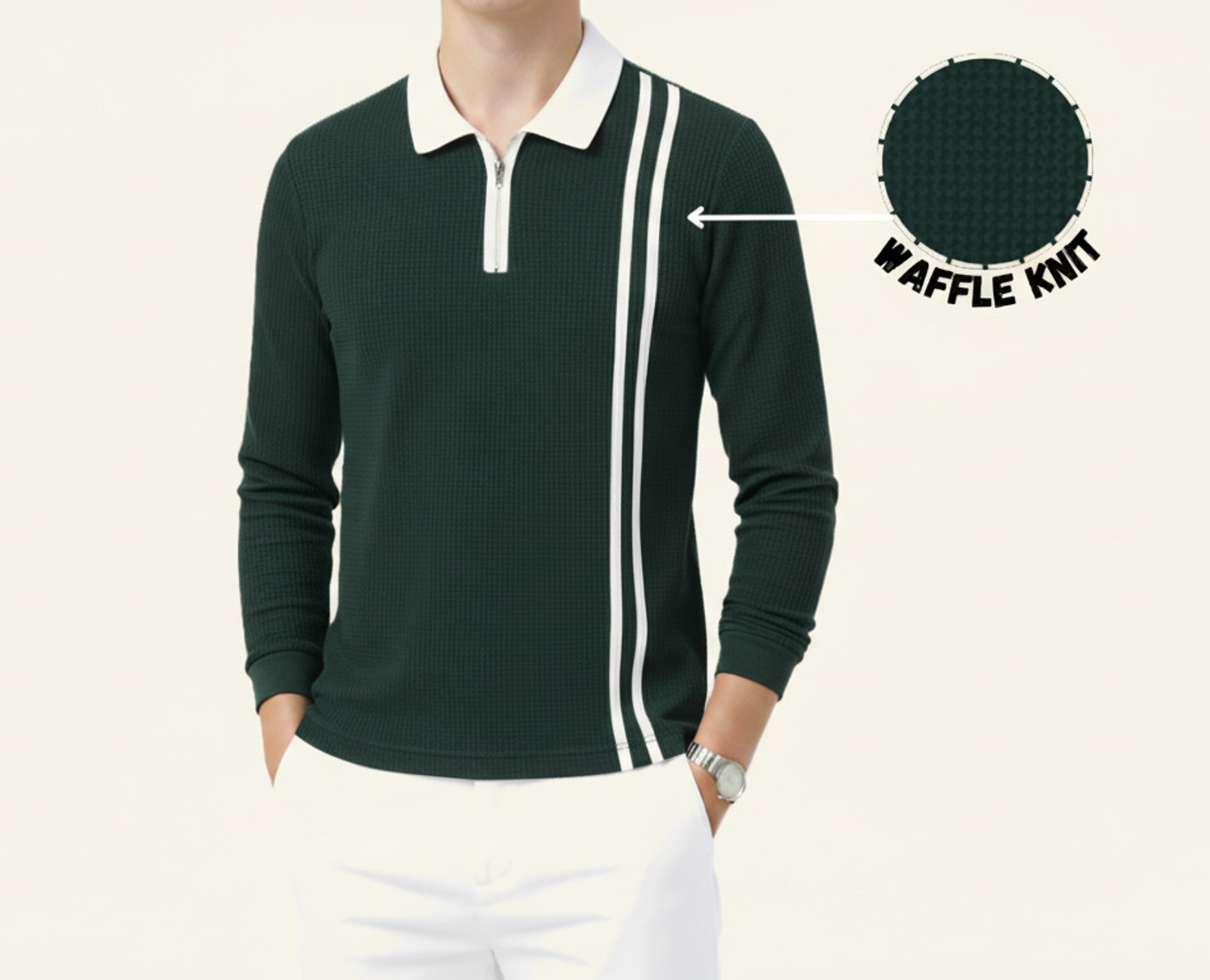 Image of Try This Colorblock Men Polo Neck Green T-Shirt