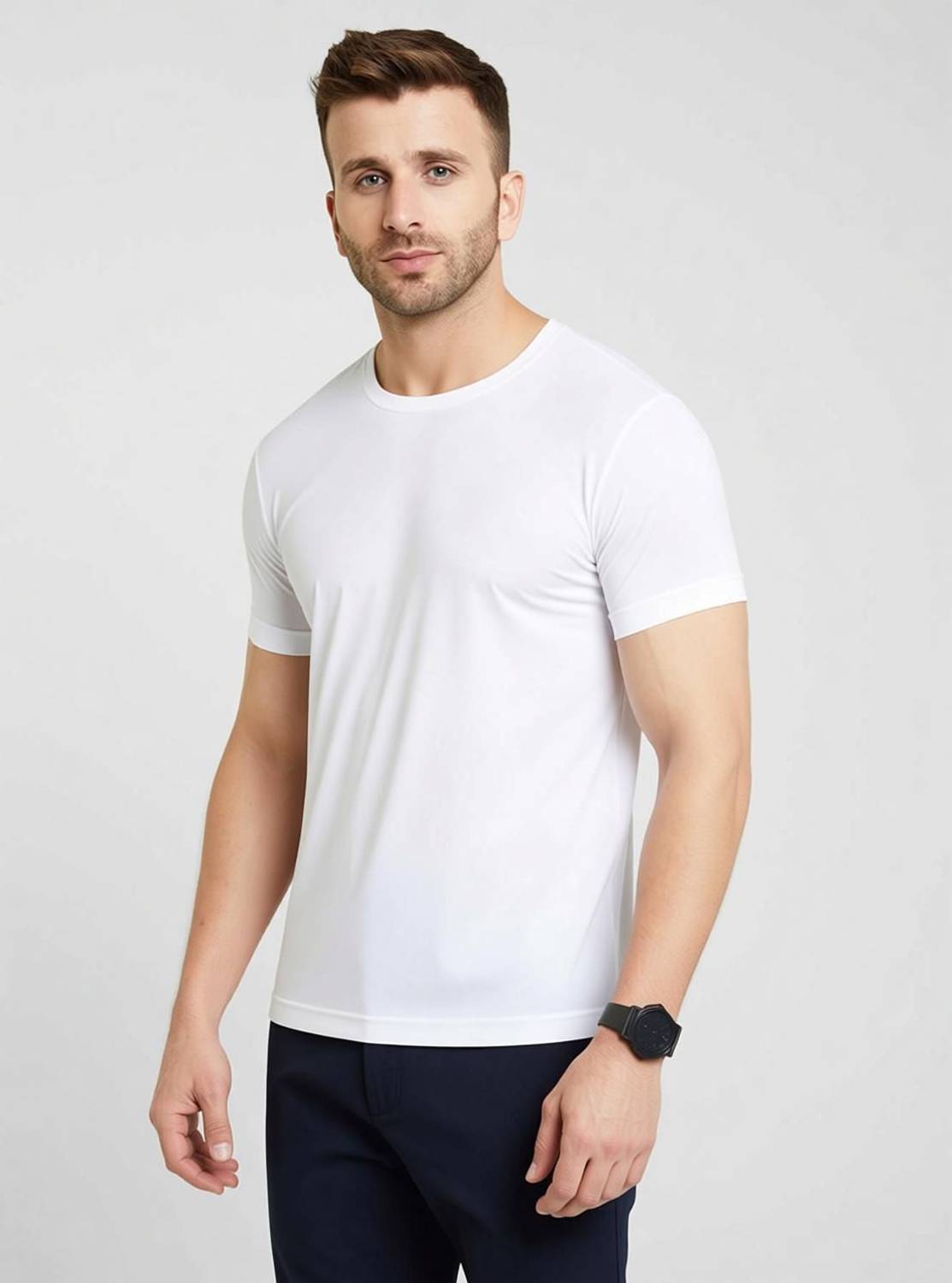 Farlucci Men White Round Neck T-Shirt - Image 2