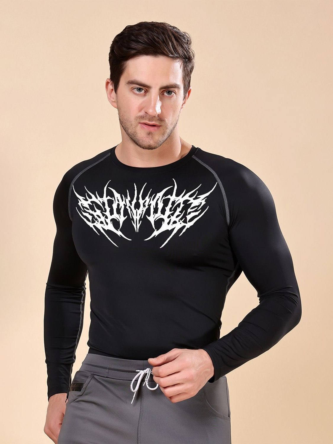 Image of FRISKERS Solid Men Round Neck Black T-Shirt