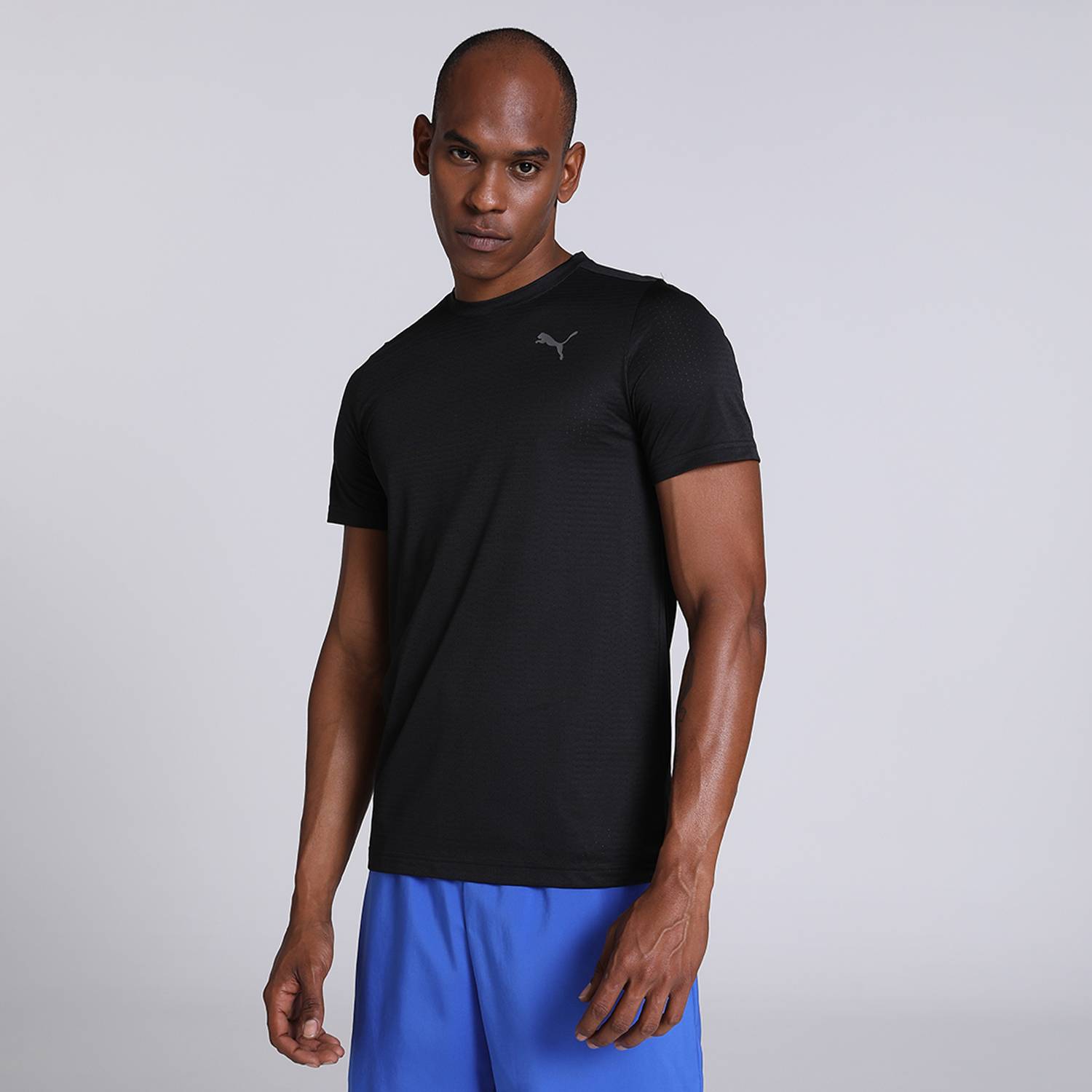 PUMA Men Solid Crew Neck Polyester Black T-Shirt