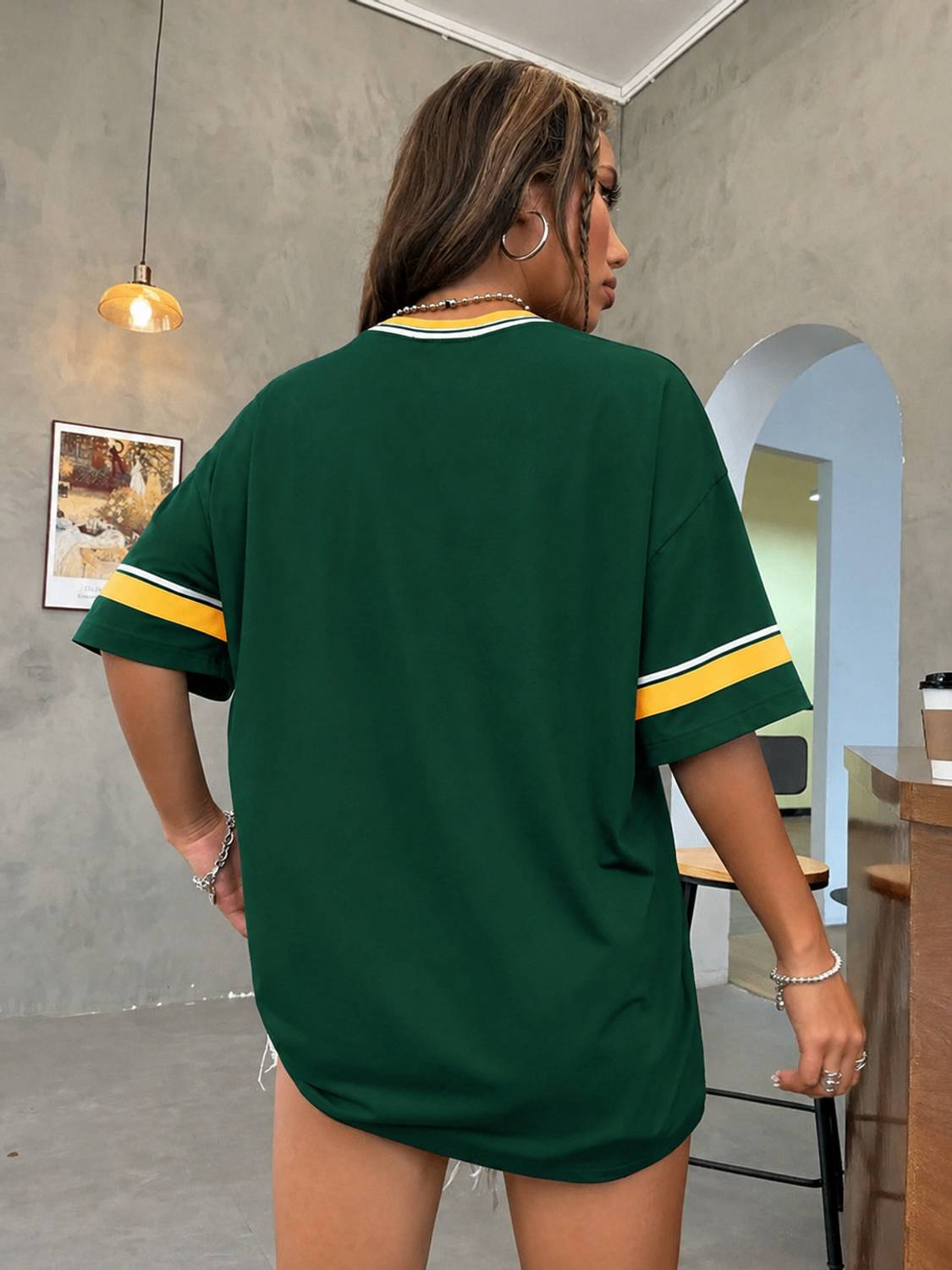 kshs Women V Neck Dark Green T-Shirt - Image 2