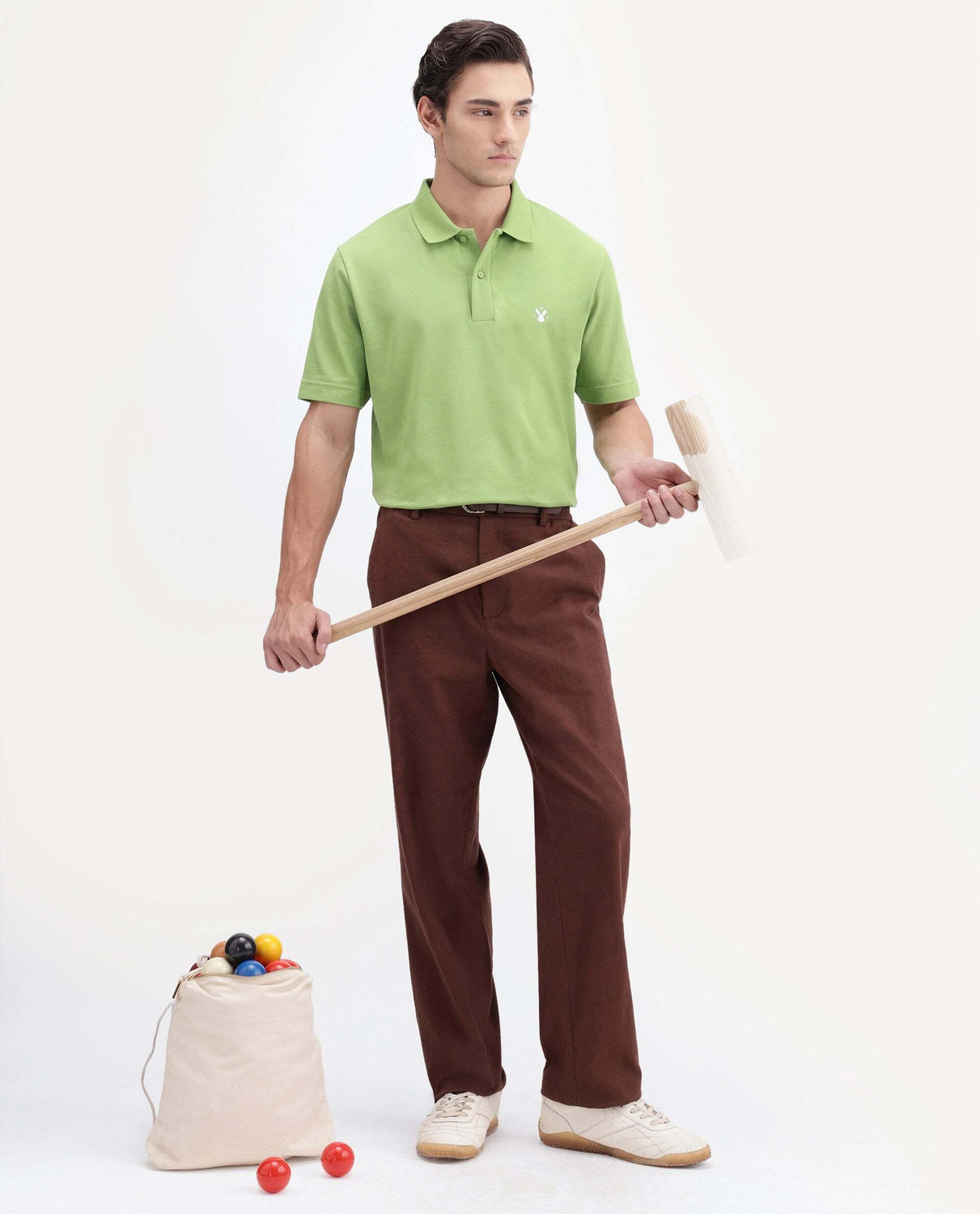 Image of RARE RABBIT Solid Men Polo Neck Green T-Shirt
