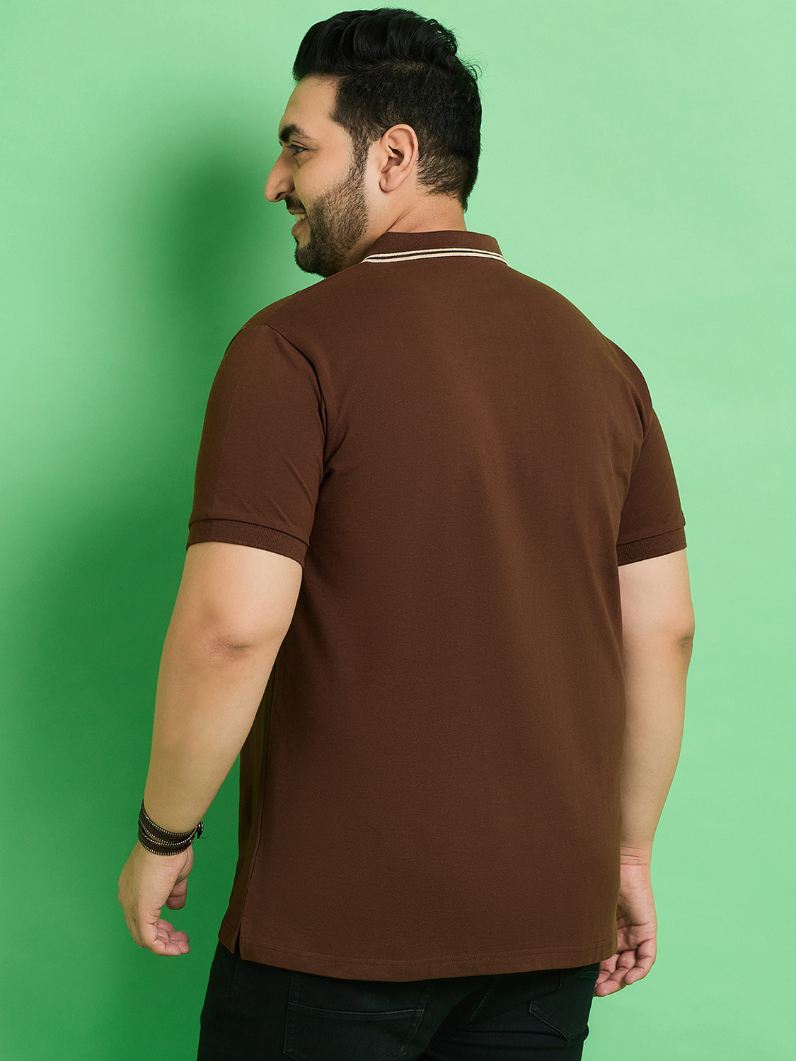 Image of bigbanana Printed Men Polo Neck Brown T-Shirt