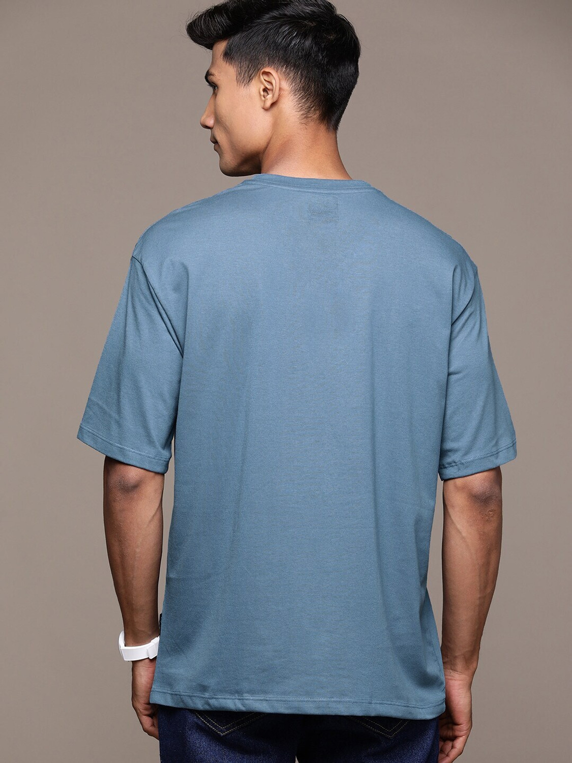 Image of Roadster Printed Men Round Neck Blue T-Shirt