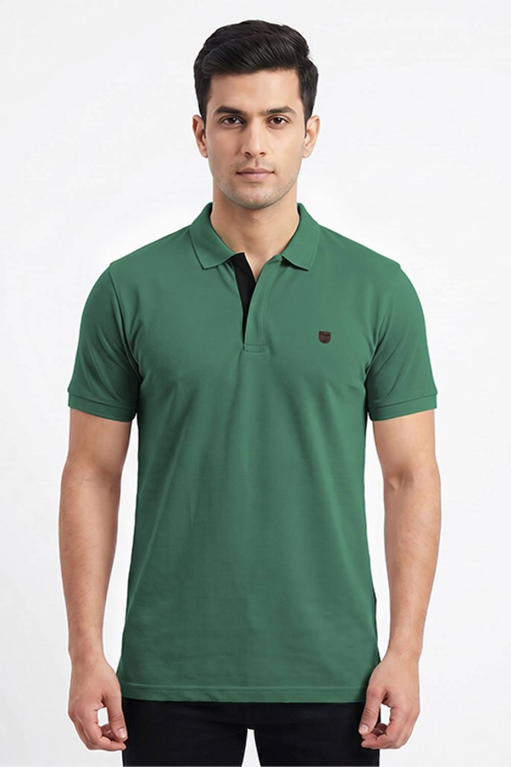 Plug In Men Solid Polo Neck Polycotton Light Green T-Shirt
