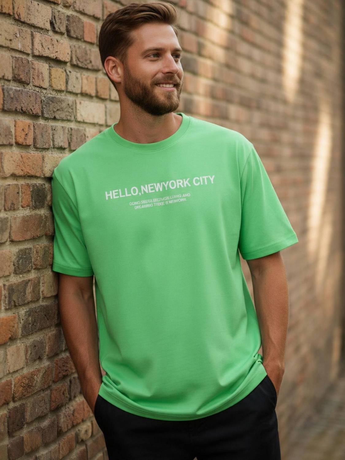 BRIGHTKRAFTS Printed Men Round Neck Light Green T-Shirt