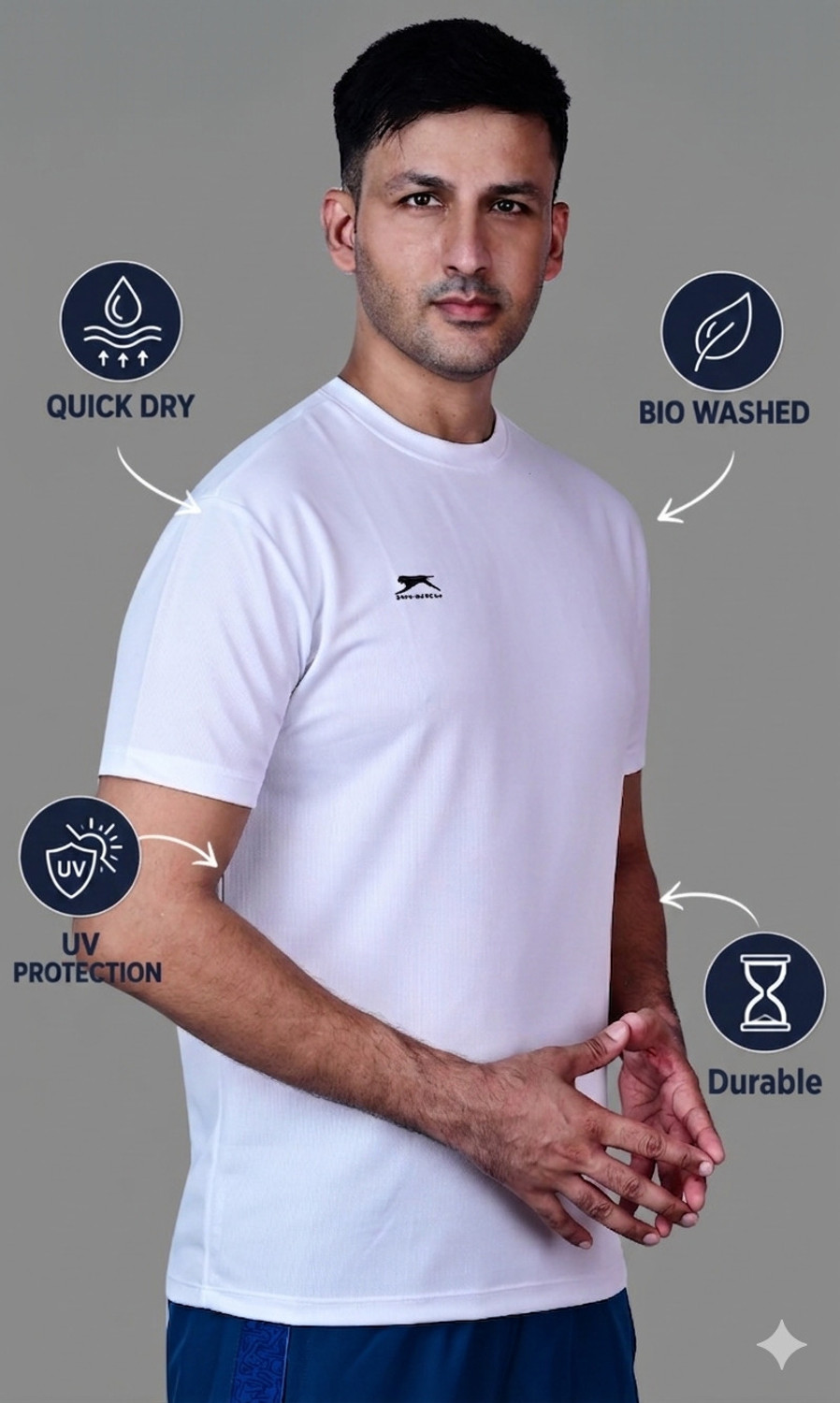 Image of Shiv Naresh Solid Men Round Neck White T-Shirt