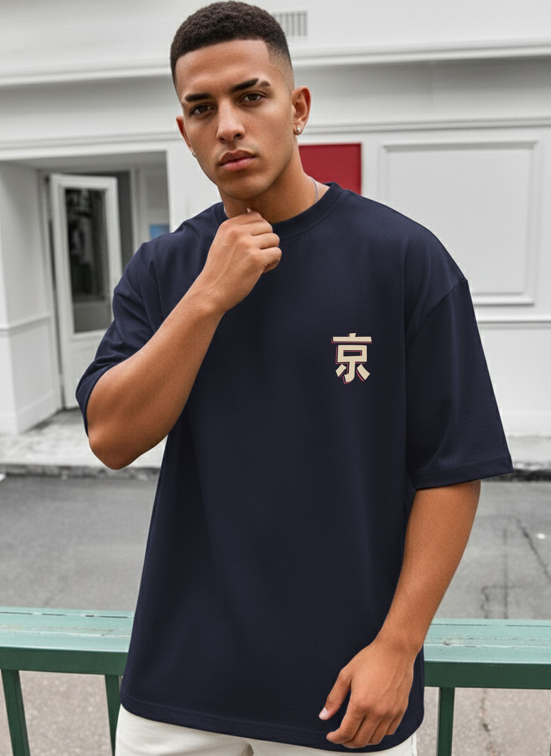 Image of TRIPR Printed Men Round Neck Navy Blue T-Shirt
