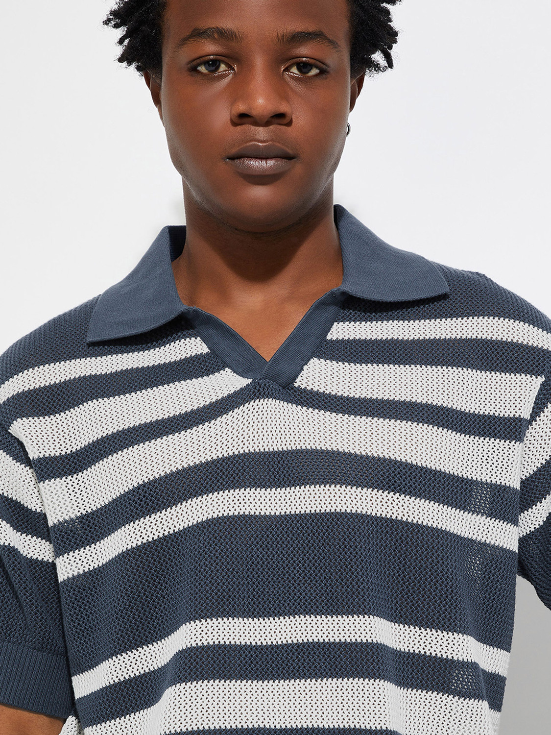 Image of MAX Printed Men Polo Neck Blue T-Shirt