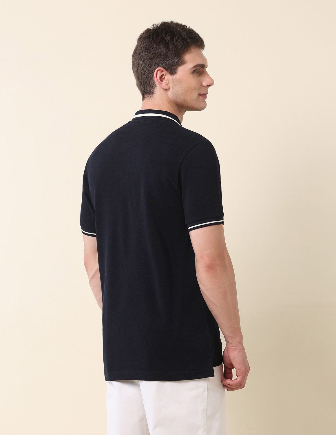 Image of U.S. POLO ASSN. Graphic Print Men Polo Neck Blue T-Shirt