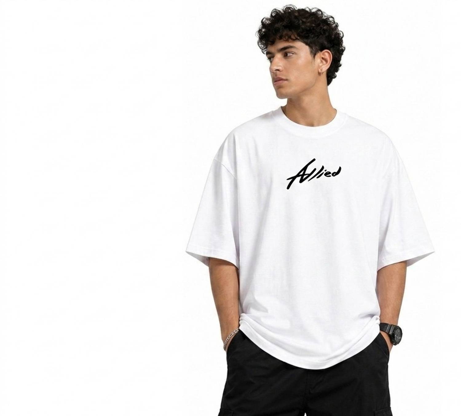 REDkLO Men White Round Neck T-Shirt - Image 2