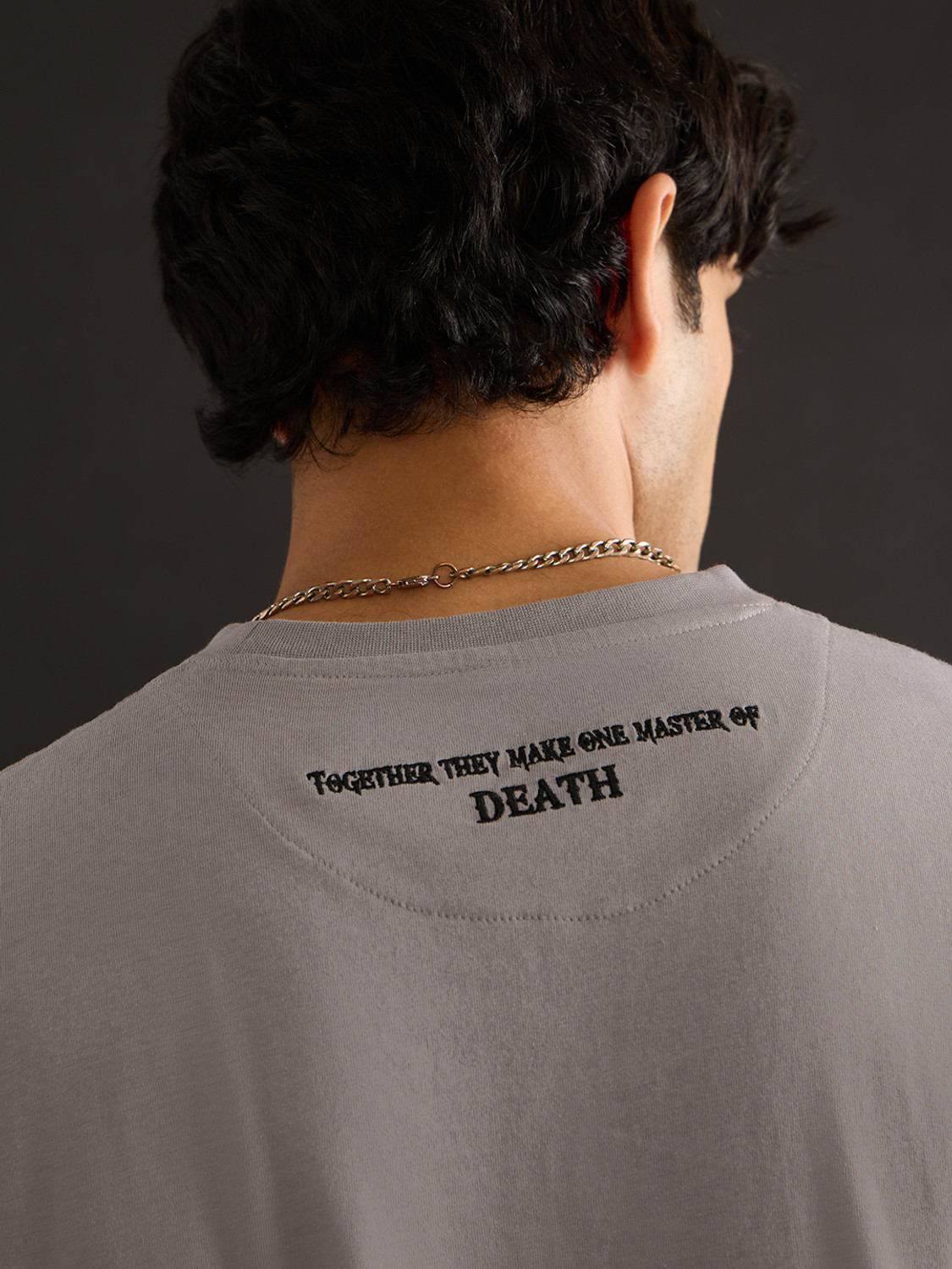 Image of The Souled Store Typography, Printed Men Round Neck Grey T-Shirt