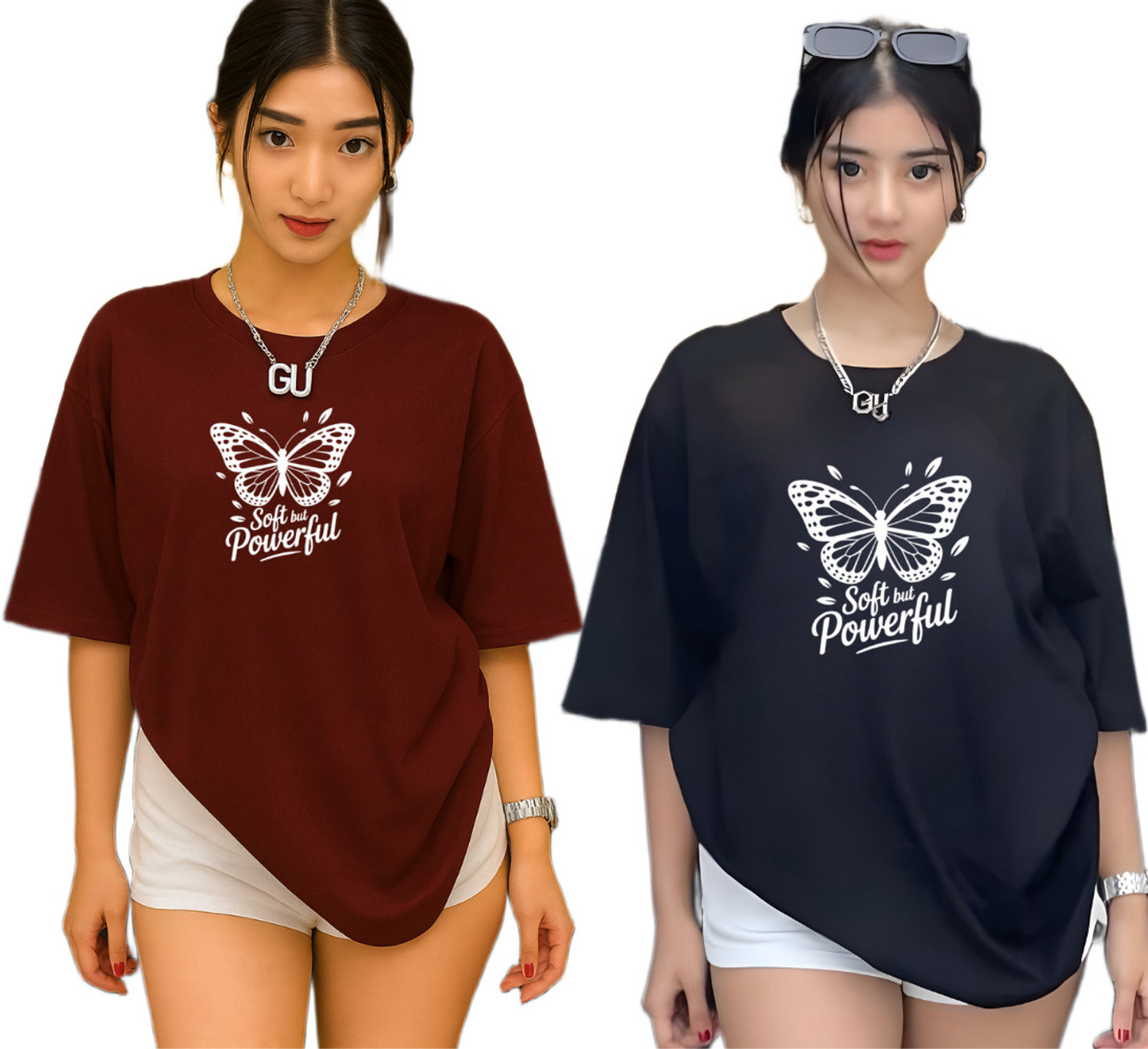 Image of Fluffy Fashion Printed Women Round Neck Multicolor T-Shirt