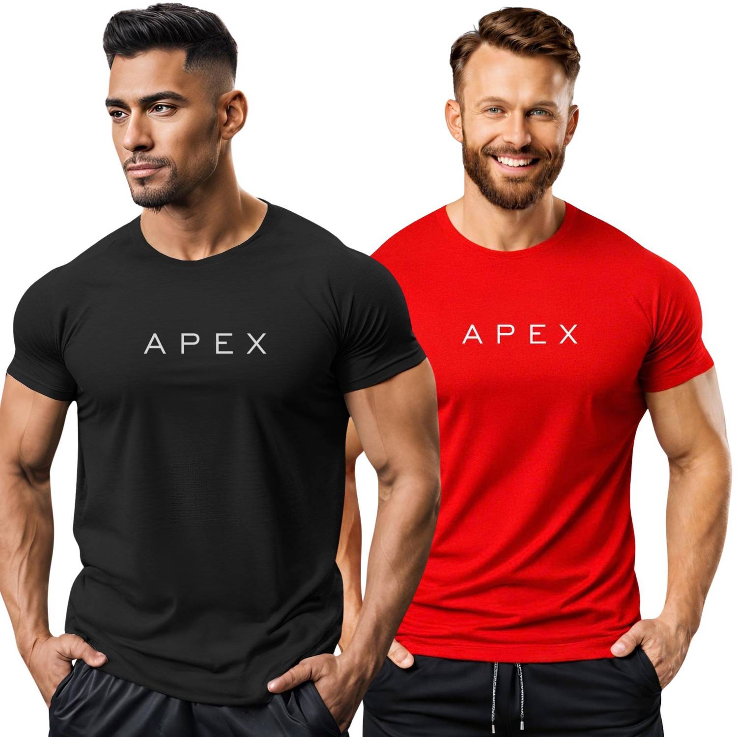 3colors Printed Men Round Neck Black, Red T-Shirt