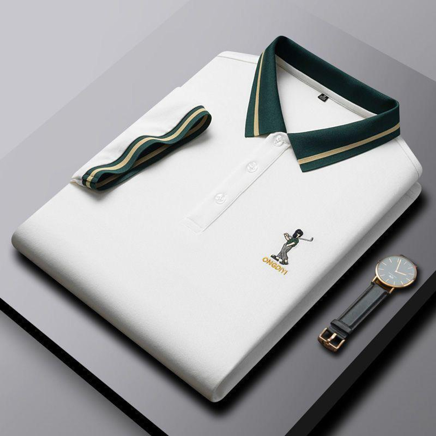 Image of SHUBHAM CREATION Solid Men Polo Neck White T-Shirt