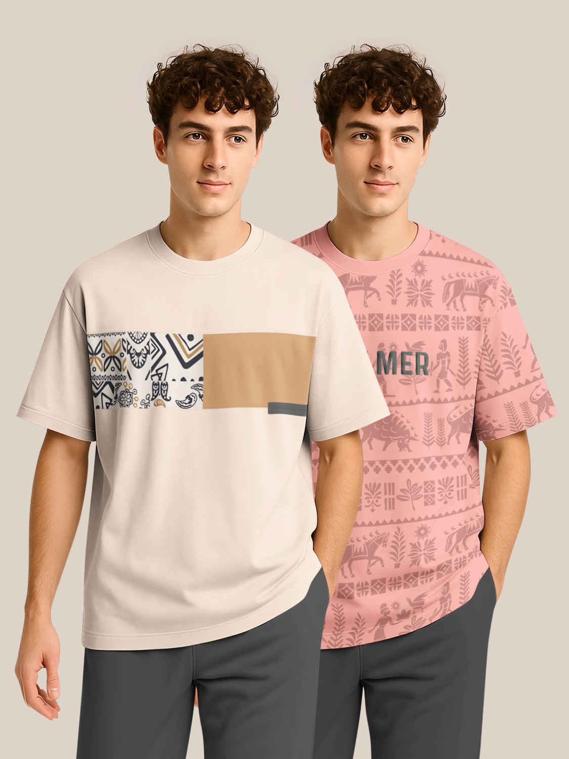 Image of Bullmer Graphic Print Men Round Neck Multicolor T-Shirt
