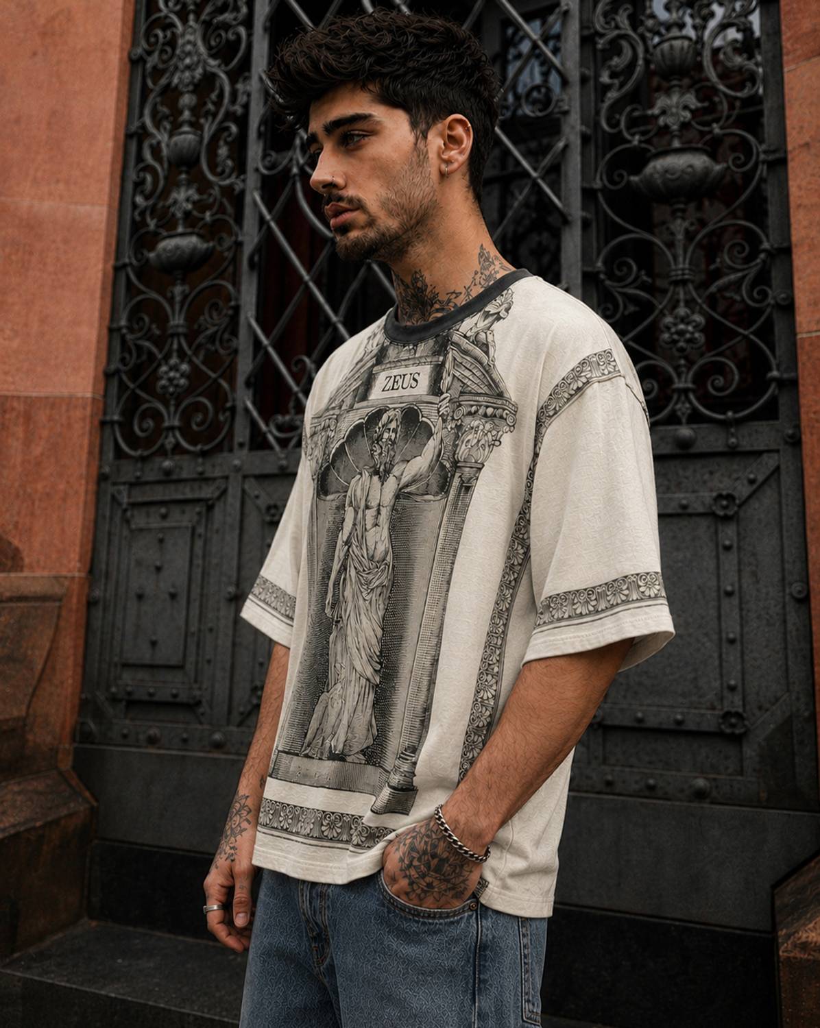 Force Men Beige Round Neck T-Shirt - Image 3