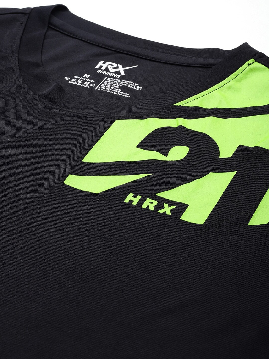 Image of HRX by Hrithik Roshan Printed Men Round Neck Black T-Shirt