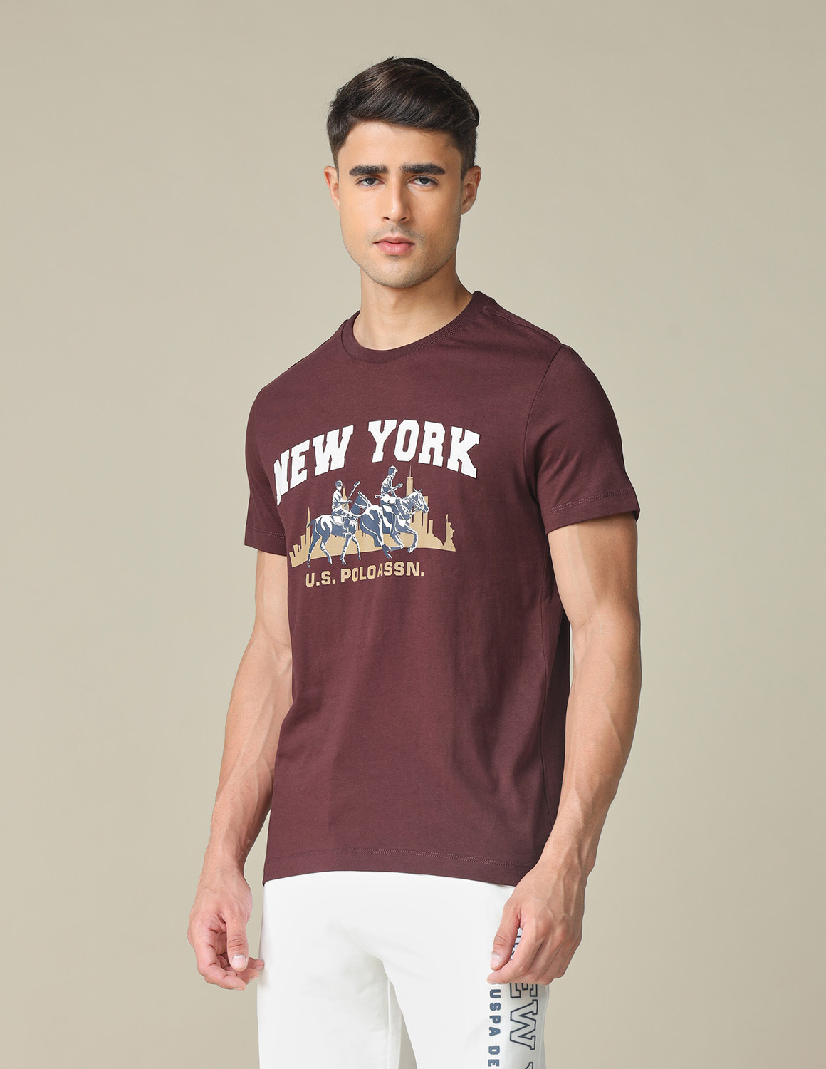 Image of U.S. Polo Assn. Denim Co. Graphic Print Men Crew Neck Red T-Shirt
