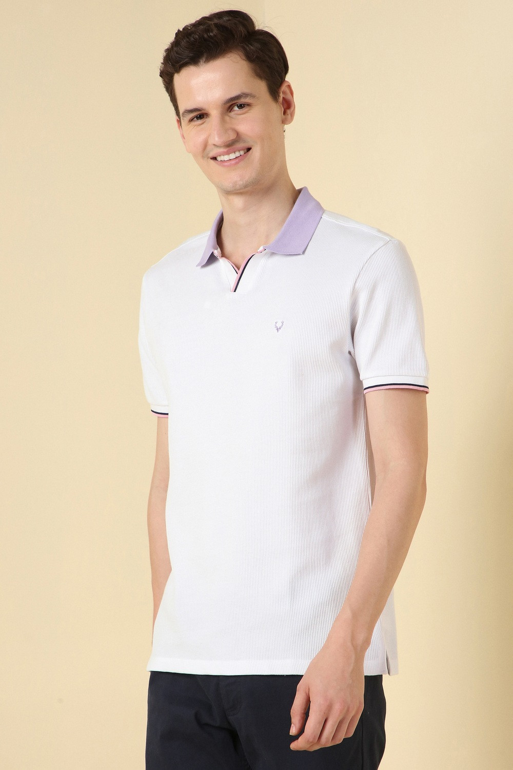 Image of Allen Solly Solid Men Polo Neck White T-Shirt
