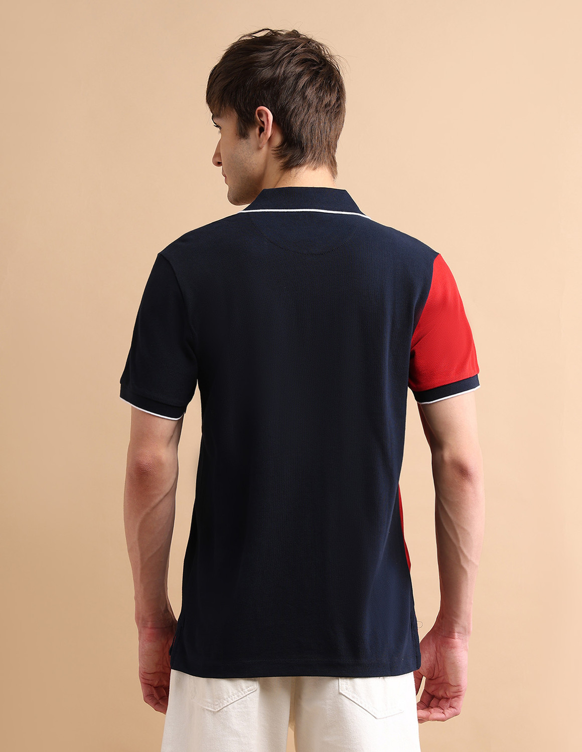 Image of U.S. POLO ASSN. Colorblock Men Polo Neck Blue T-Shirt