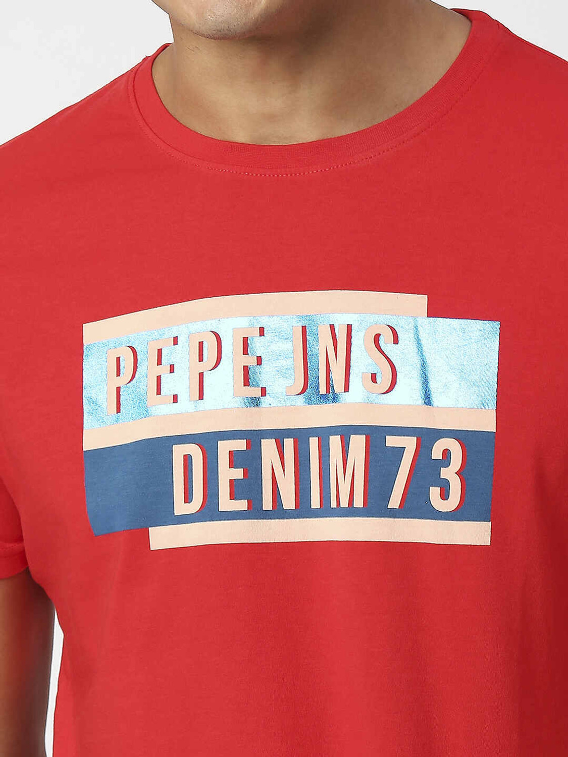 Image of Pepe Jeans Printed Men Crew Neck Red T-Shirt