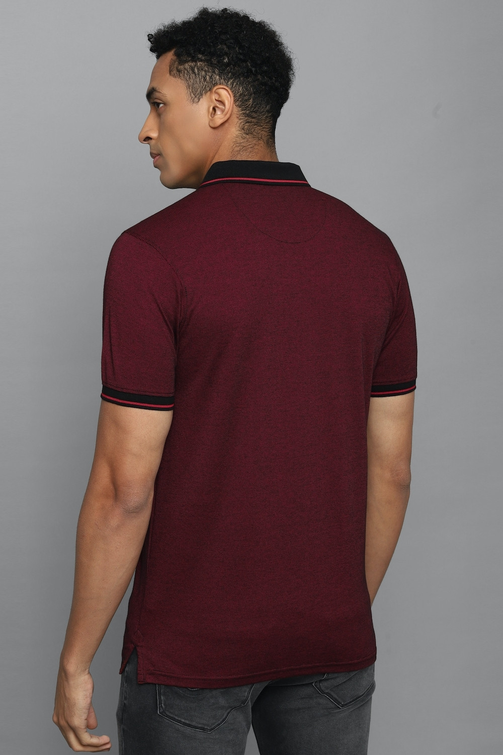 Image of Allen Solly Solid Men Polo Neck Maroon T-Shirt