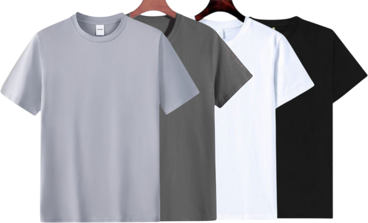 Image of lalita creation Solid Men Round Neck Silver, Grey, White, Black T-Shirt