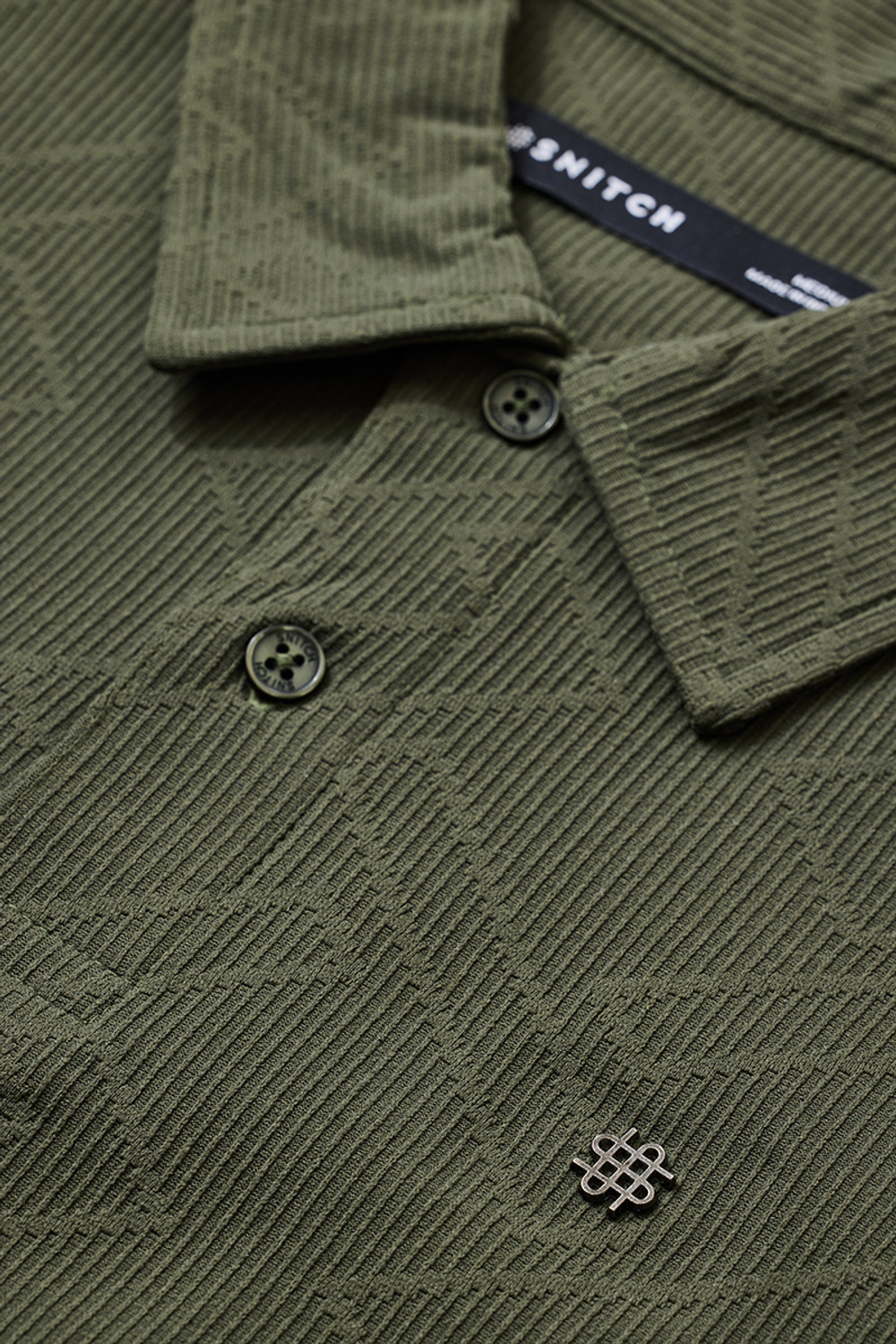 Image of Snitch Geometric Print Men Polo Neck Dark Green T-Shirt