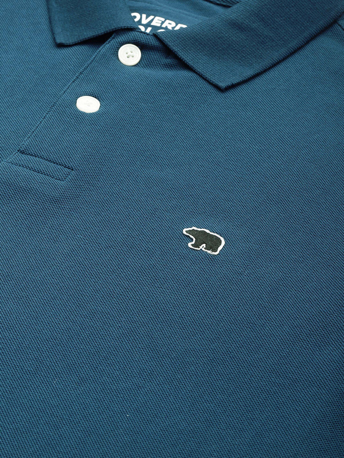 Image of THE BEAR HOUSE Solid Men Polo Neck Blue T-Shirt