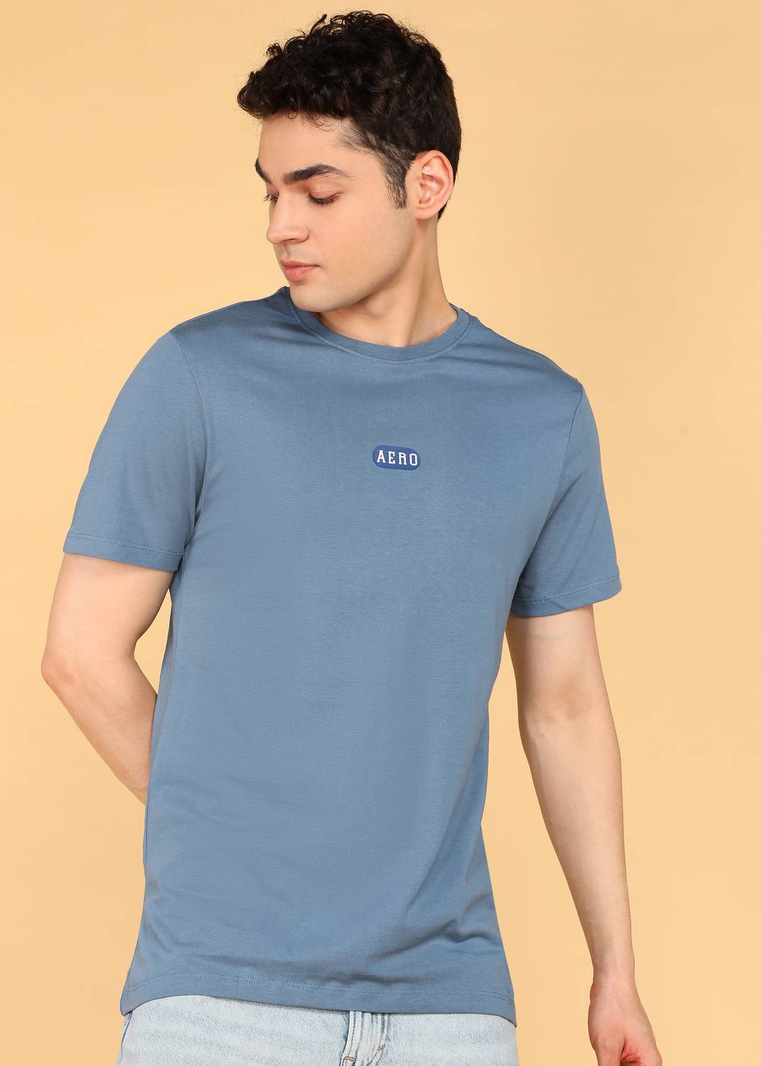 AEROPOSTALE Typography Men Round Neck Blue T-Shirt