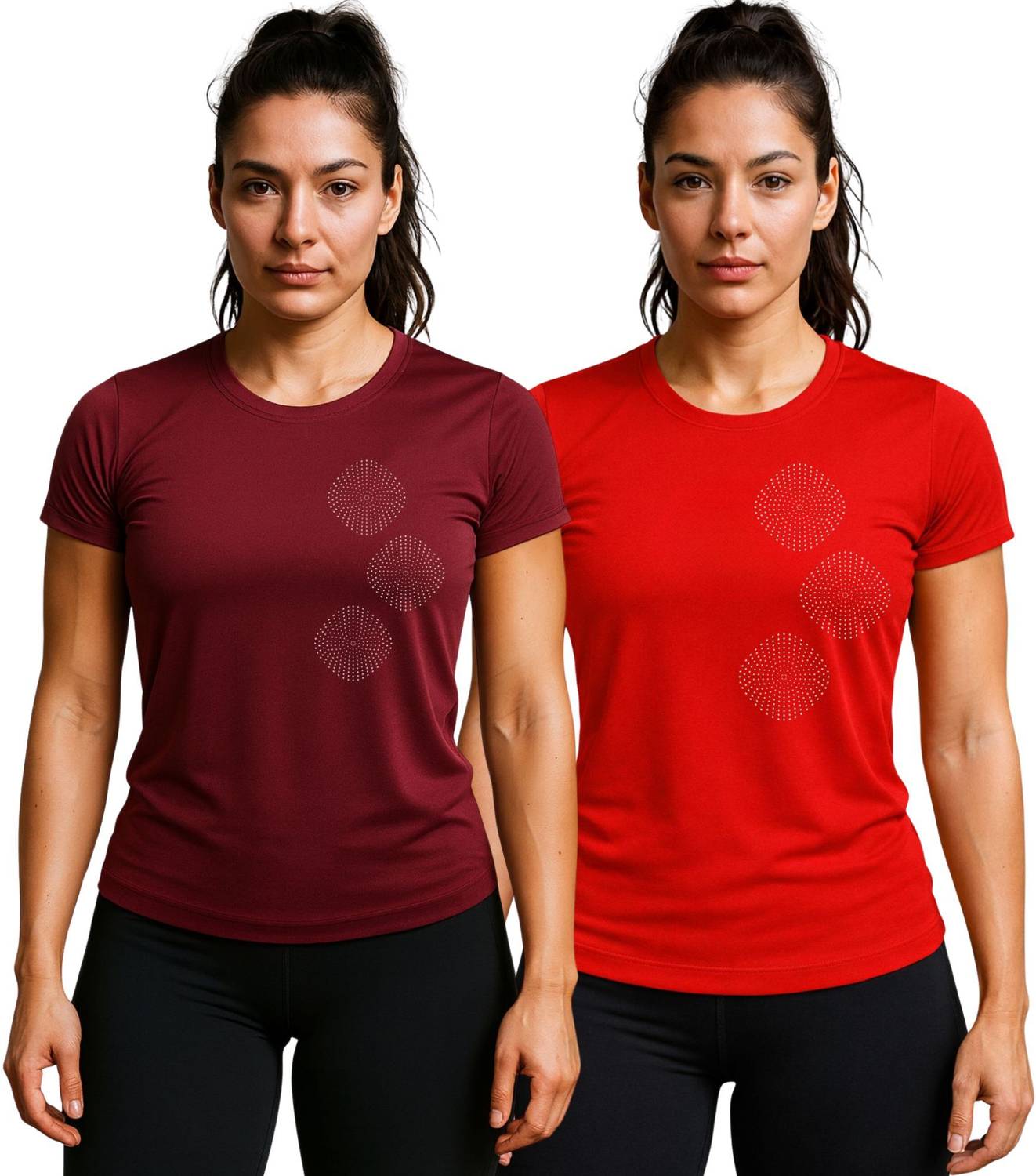 3colors Solid Women Round Neck Maroon, Red T-Shirt
