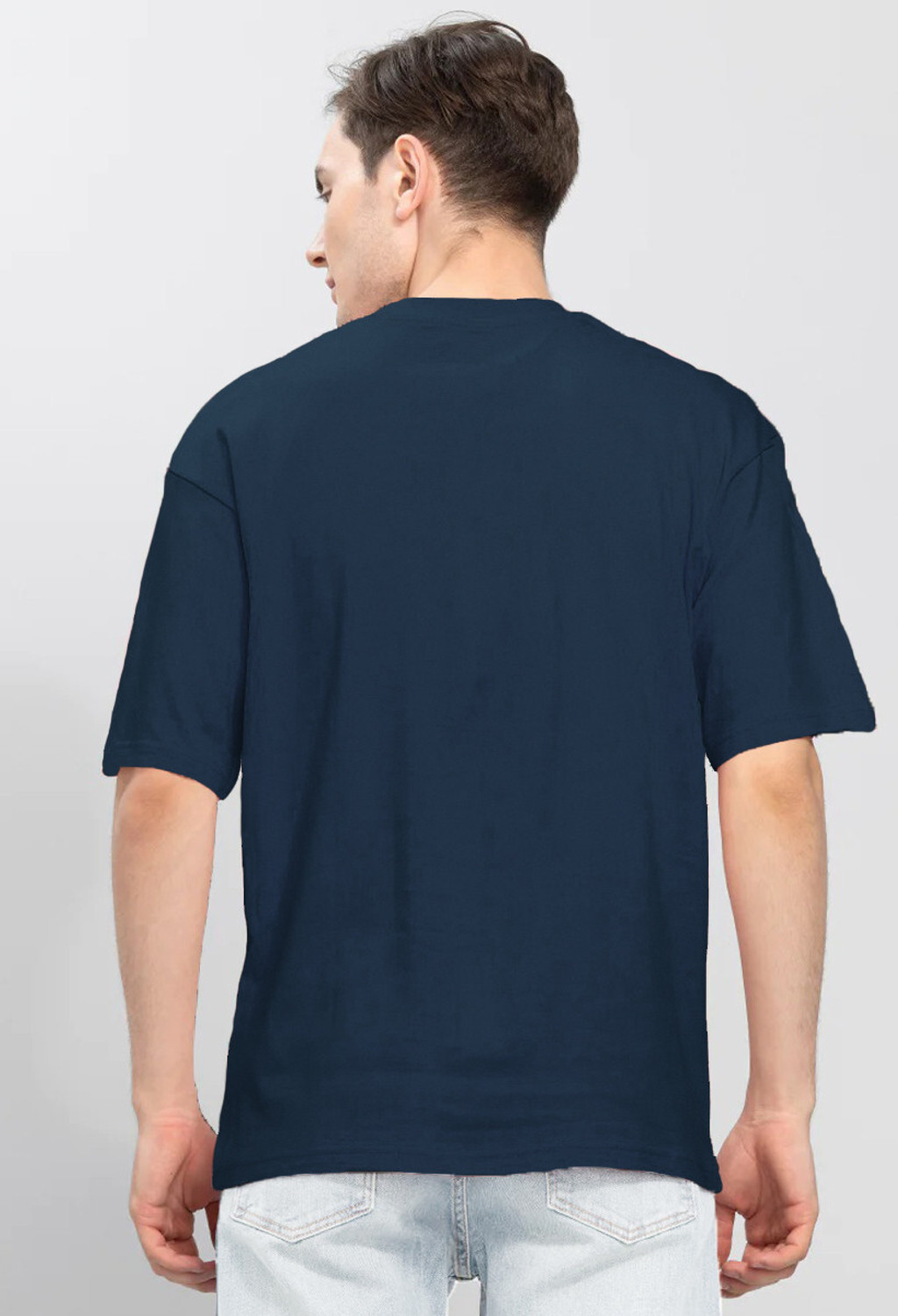 Image of BEING WANTED Solid Men Round Neck Dark Blue T-Shirt