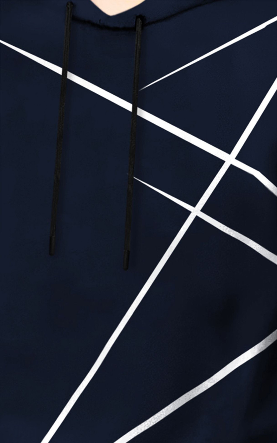 Image of BLIVE Printed Men Hooded Neck Navy Blue T-Shirt