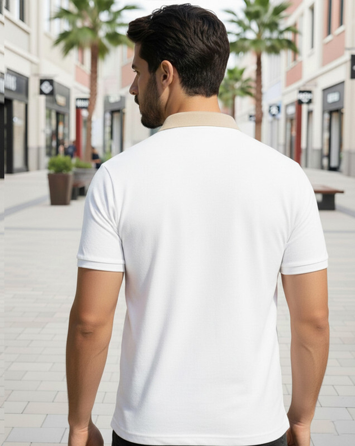 Image of ENITOR Self Design Men Polo Neck Blue T-Shirt