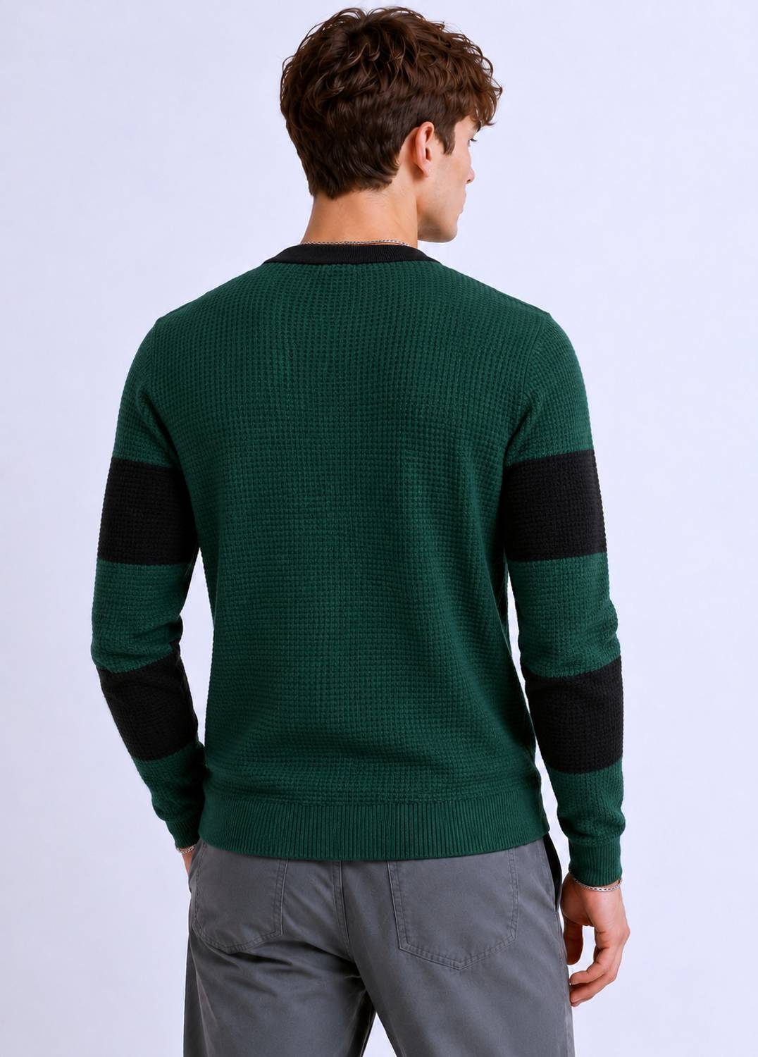 Try Men Zip Neck Dark Green T-Shirt - Image 2