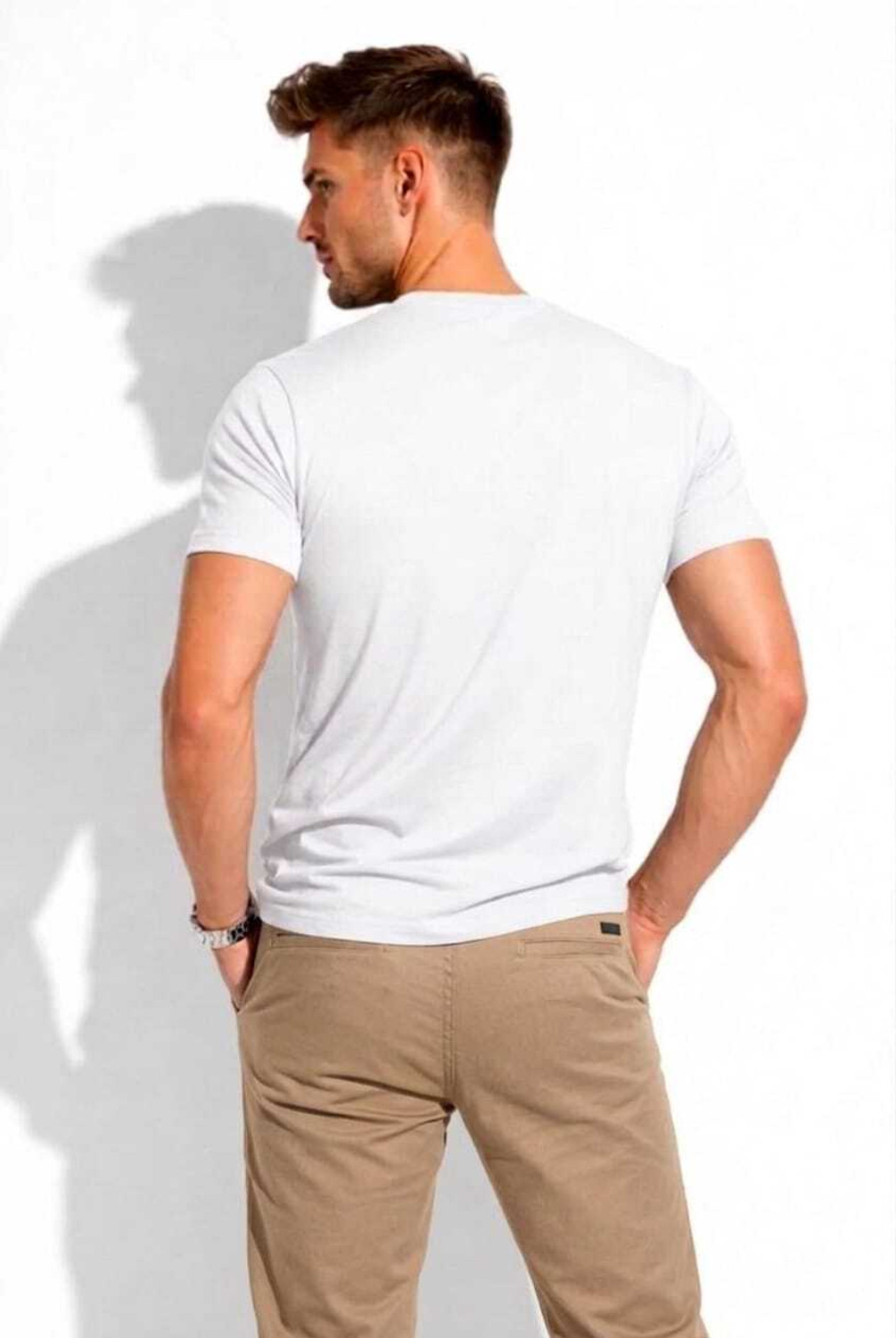 Image of PREMGOODS Solid Men Round Neck White T-Shirt