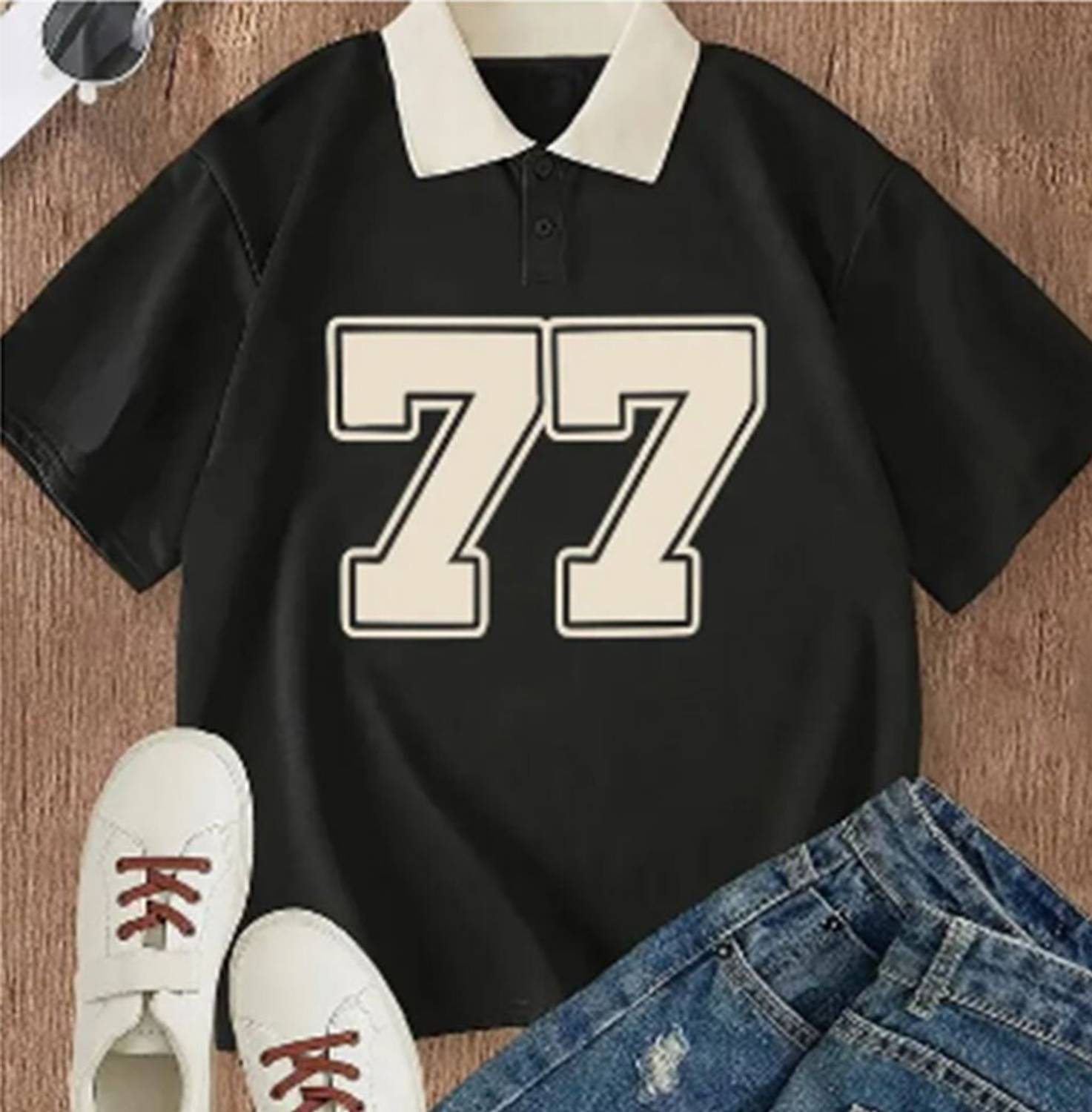 CULISH Men Black Polo Neck T-Shirt