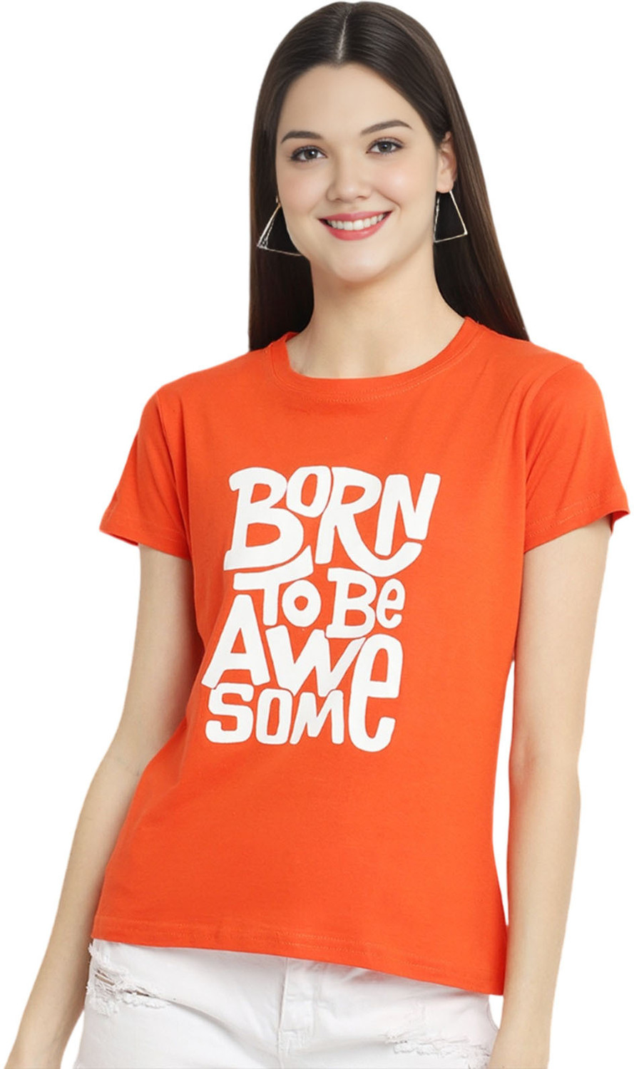 Image of DreamBe Printed Women Round Neck Multicolor T-Shirt