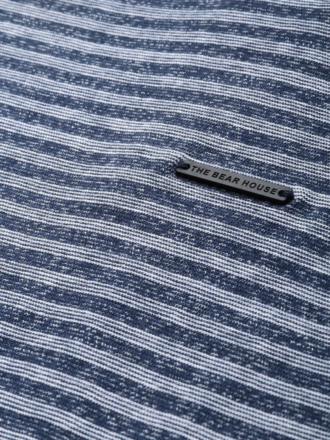 Image of THE BEAR HOUSE Striped Men Round Neck Blue T-Shirt