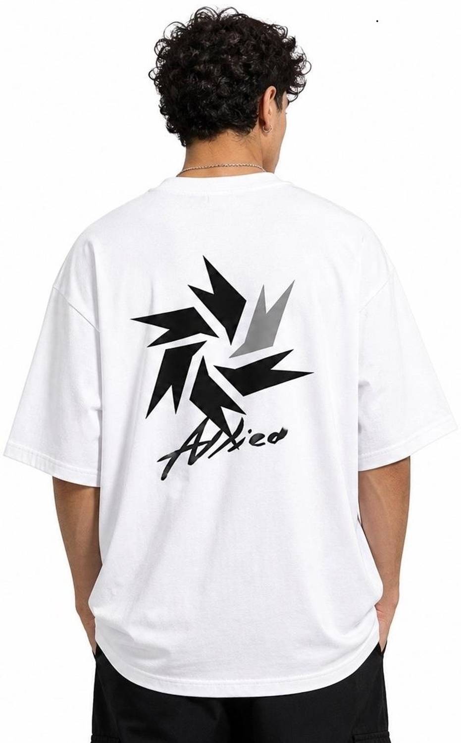 REDkLO Men White Round Neck T-Shirt - Image 3