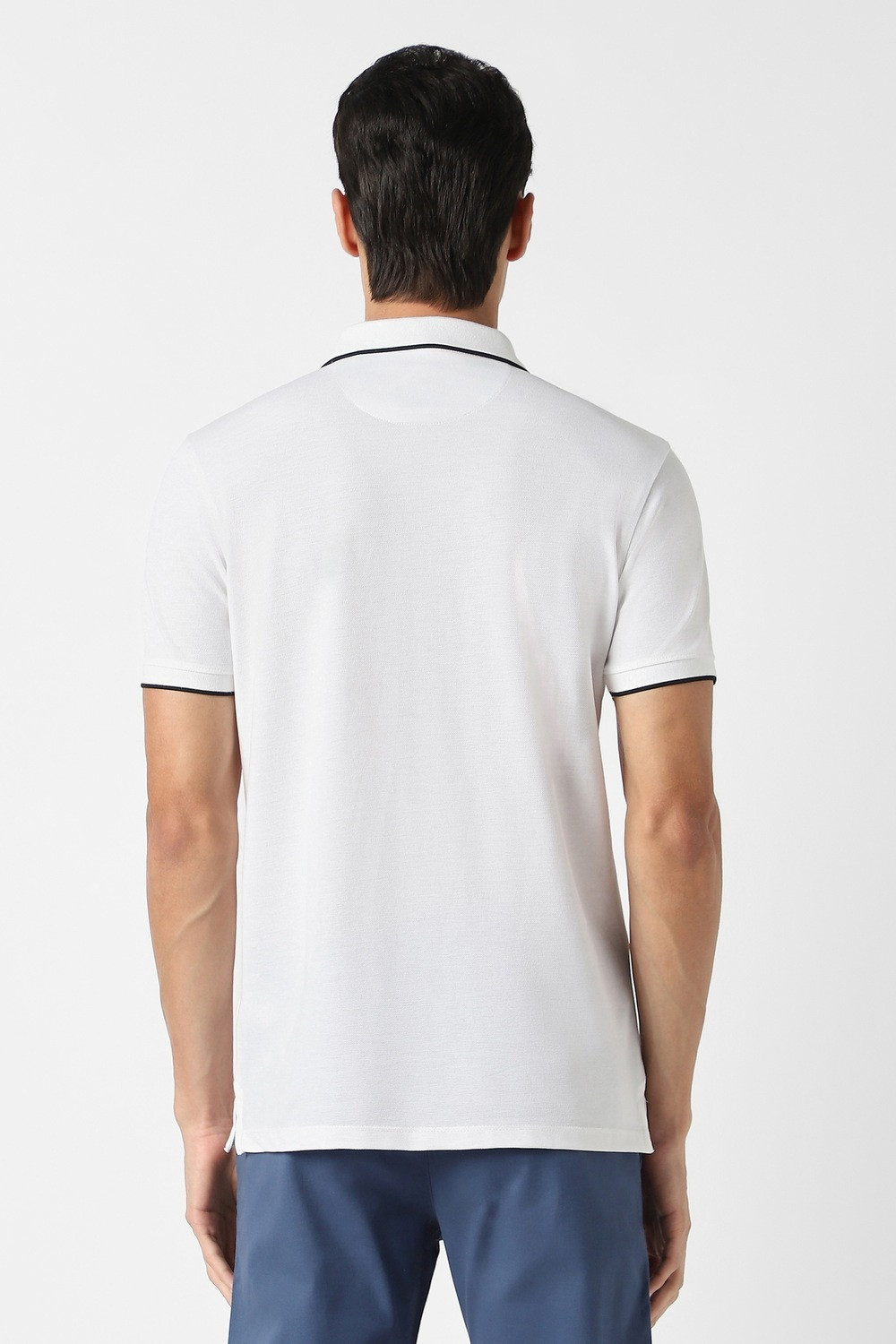 Image of PETER ENGLAND Solid Men Polo Neck White T-Shirt