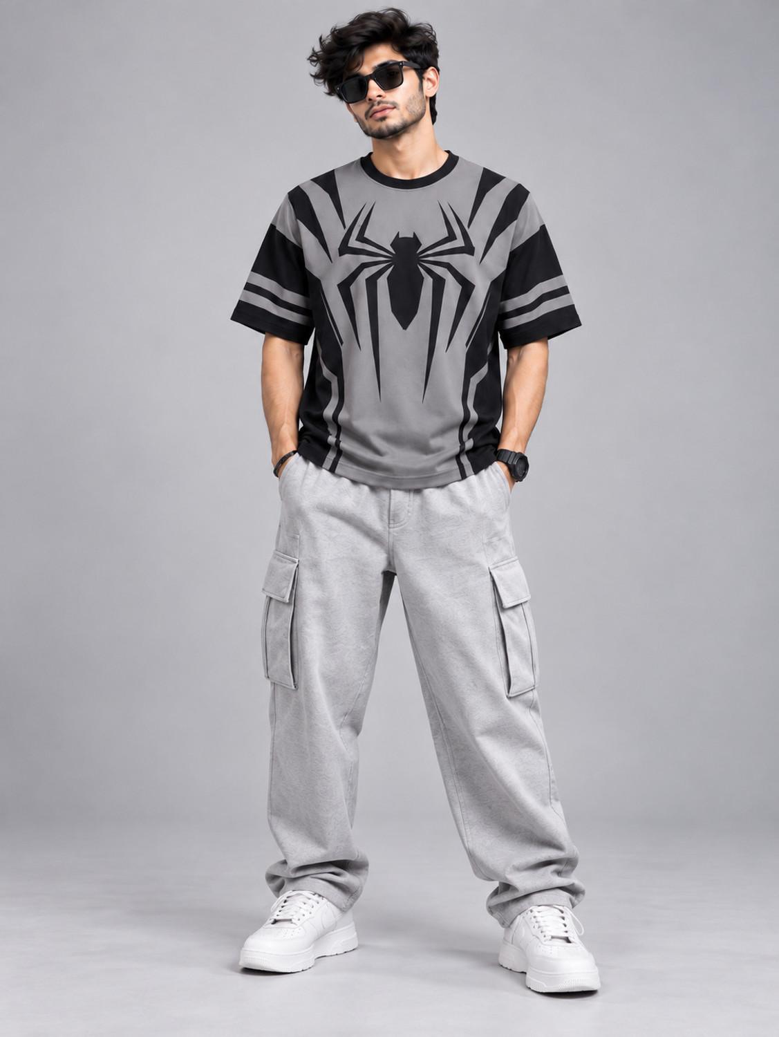 Image of ARTME Men Graphic Print Round Neck Polyester Black T-Shirt