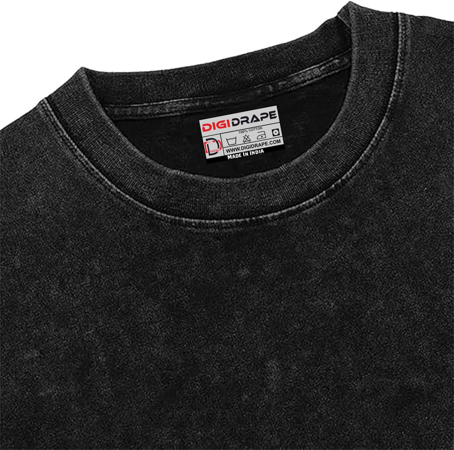 Image of DIGI DRAPE Graphic Print, Washed Men Round Neck Black, Purple T-Shirt