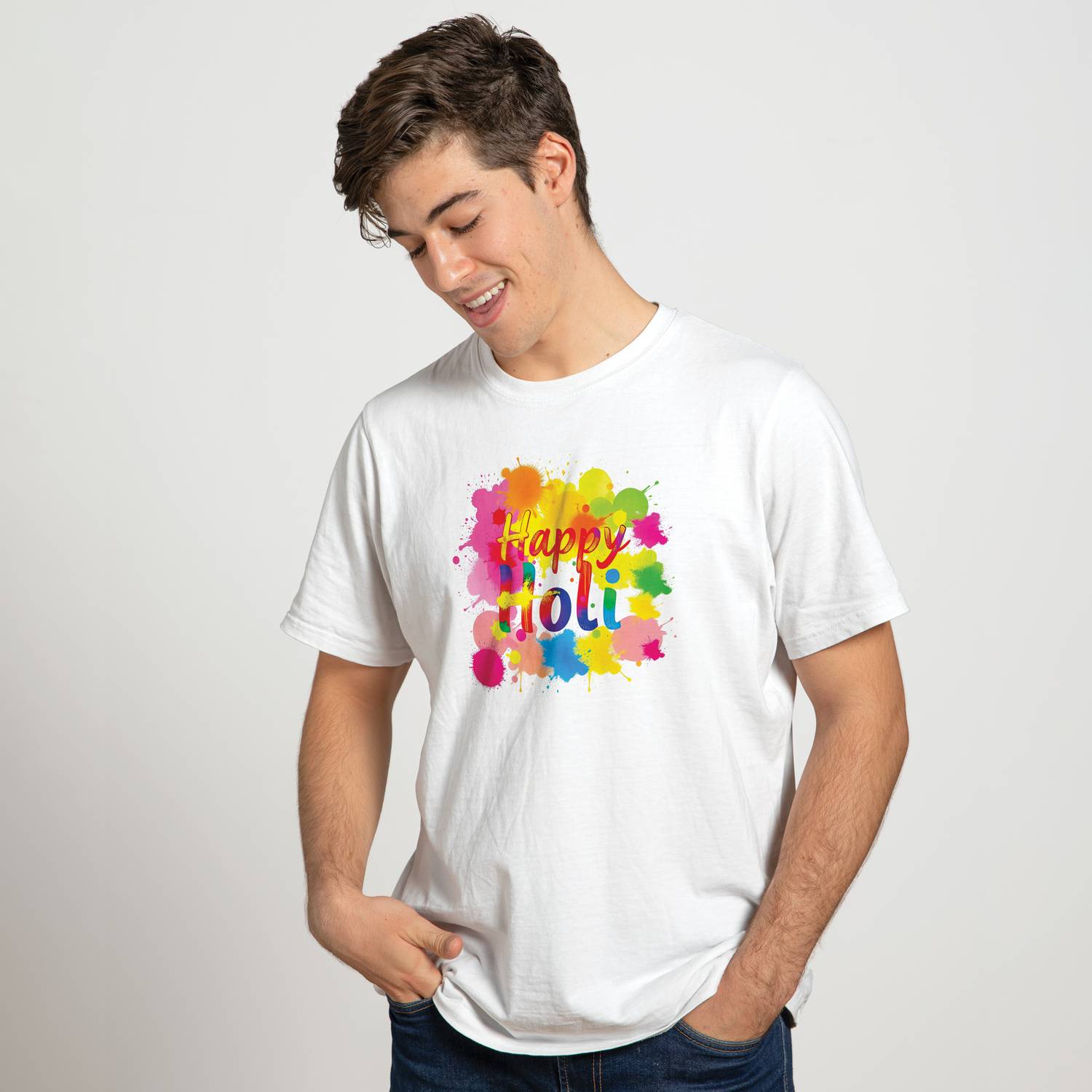 Binayak Printed Men Round Neck White T-Shirt