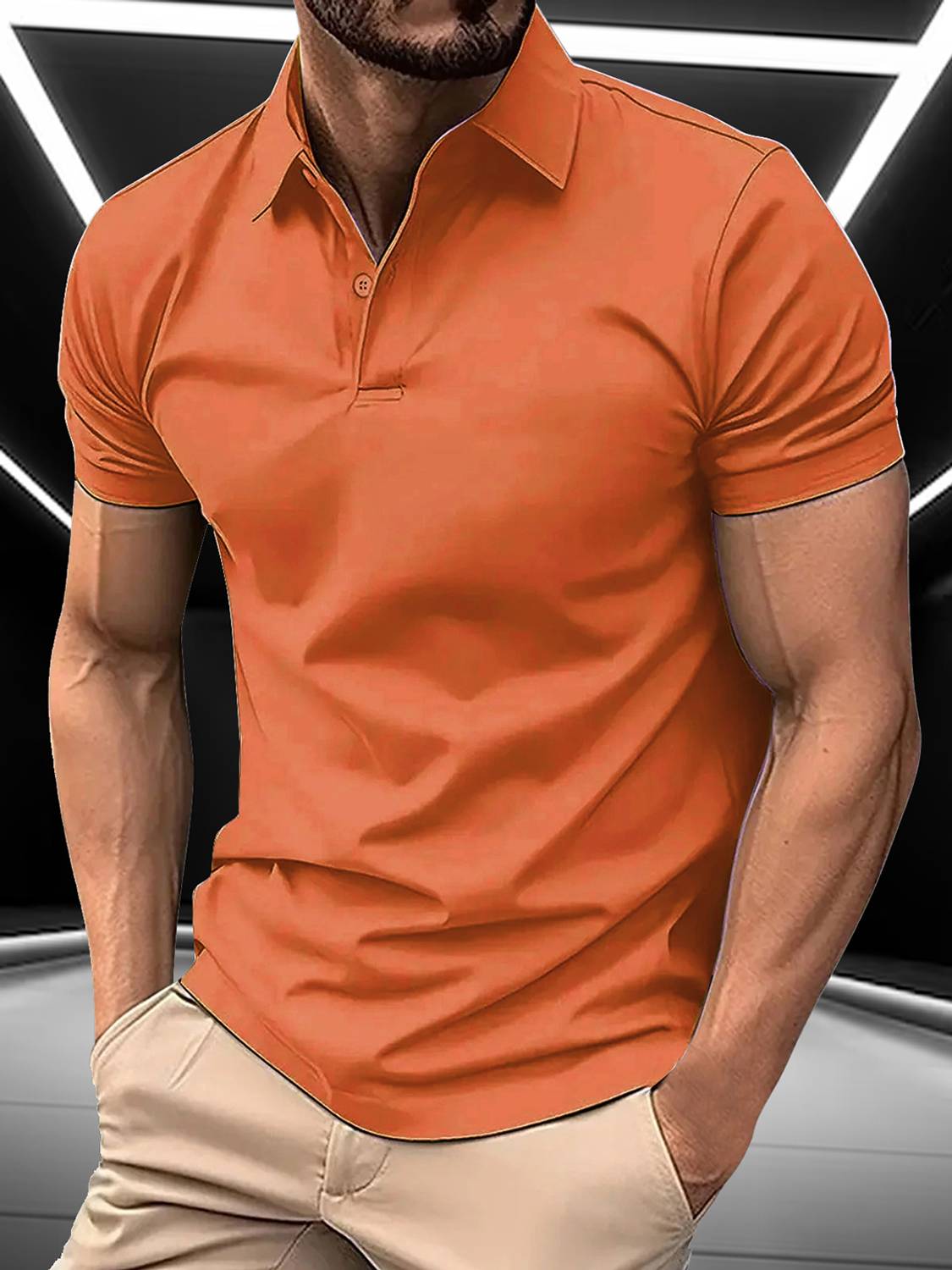 AIN6 Solid Men Polo Neck Orange T-Shirt