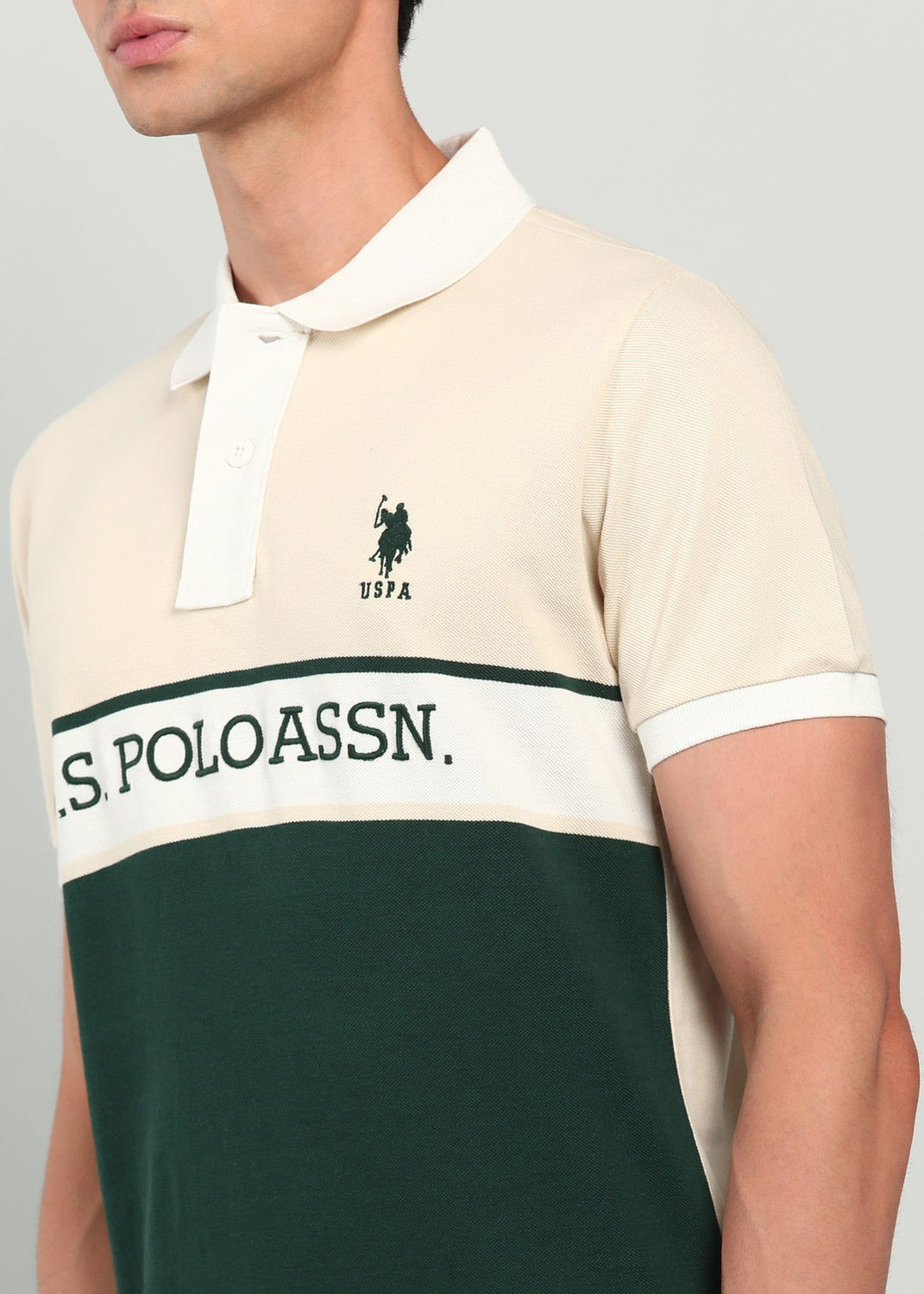 Image of U.S. POLO ASSN. Embroidered Men Polo Neck Multicolor T-Shirt
