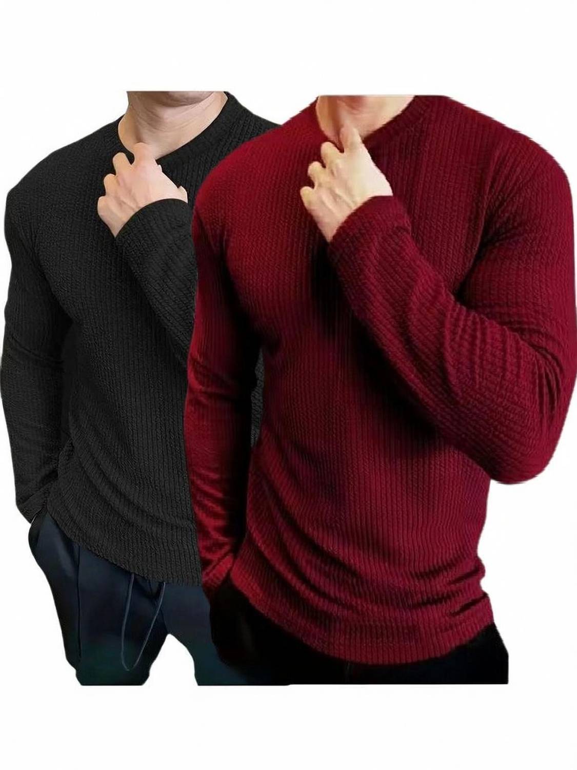 Helmont Men's Maroon, Black Round Neck T-Shirt - Image 1