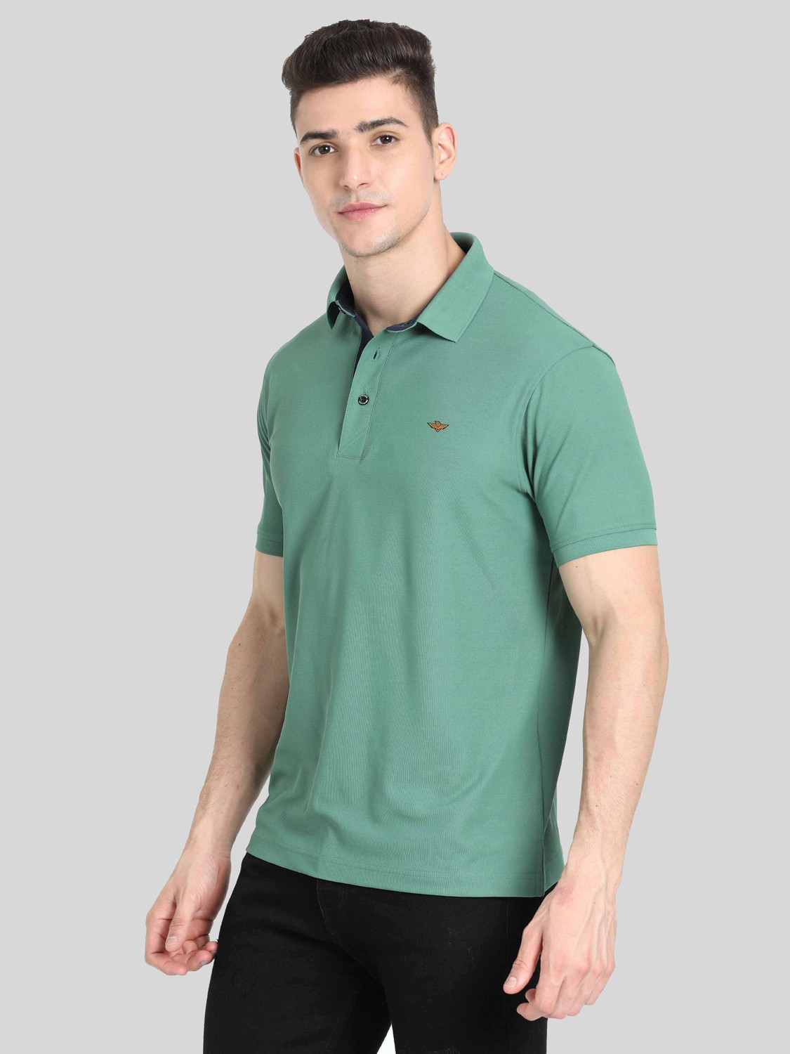 Image of Stellers Solid Men Polo Neck Light Green T-Shirt