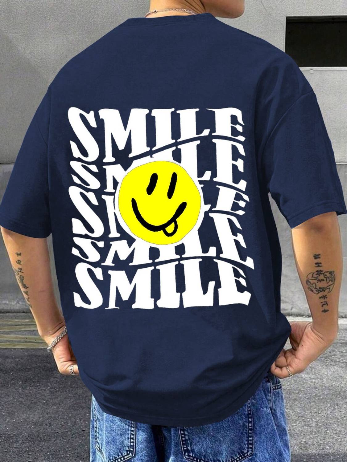 Metro Tees Printed, Typography Men Round Neck Navy Blue T-Shirt
